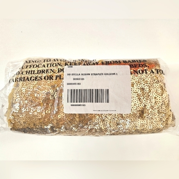 Urban Outfitters Stella Sequin Strapless Midi Dress in Gold Size Large NWT - Picture 11 of 13